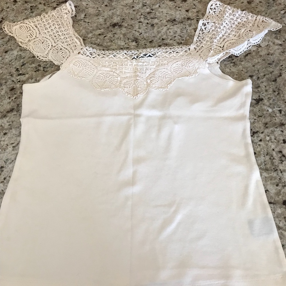 Like New, Sz L, Ralph Lauren Lace Cap Sleeve Top
